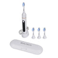 Waterproof LED Rechargeable Toothbrush 4 pcs Head with 5 Modes Including Cleaning, Whitening, Soft, Gum Care, and Sensitivity (1200mAh Li-ion Battery) - White - Sticky add to cart bar