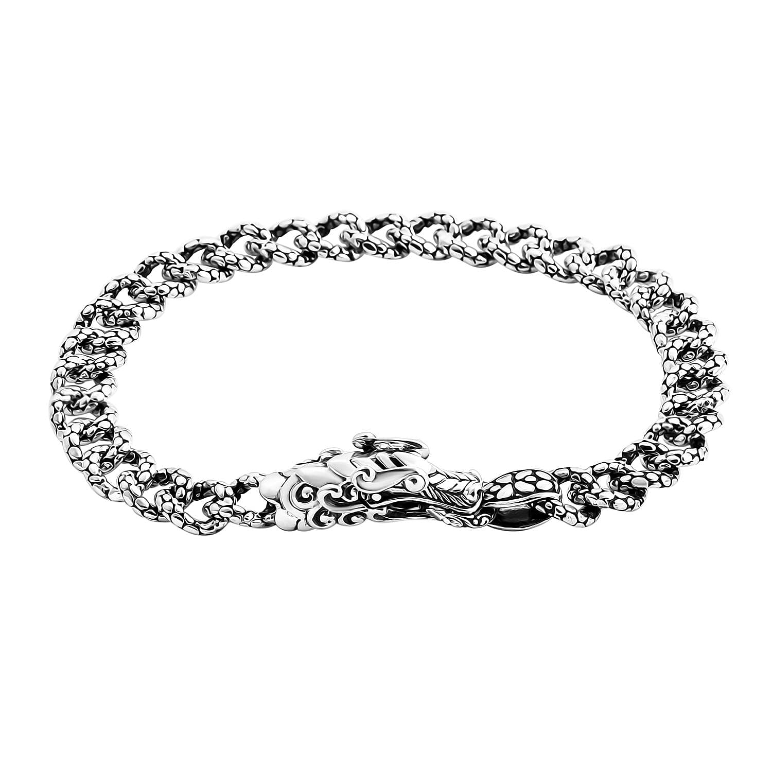 One Time Only Bali Legacy Sterling Silver Dragon with Dragon Texture Bracelet (6.50 In) (22.55 g)