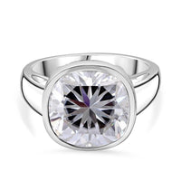 Moissanite 7.24 ctw Ring in Rhodium Over Sterling Silver (Size 9.0)