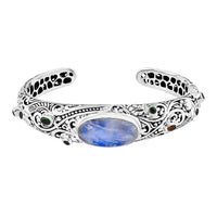 TLV Bali Legacy Larimar, Multi Gemstone Cuff Bracelet in Sterling Silver (7.25 In) 20.00 ctw