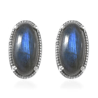 Karis Malagasy Labradorite Solitaire Stud Earrings in Platinum Bond 8.10 ctw