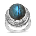 Malagasy Labradorite Solitaire Ring in ION Plated Copper (Size 11.0) 9.50 ctw - Sticky add to cart bar