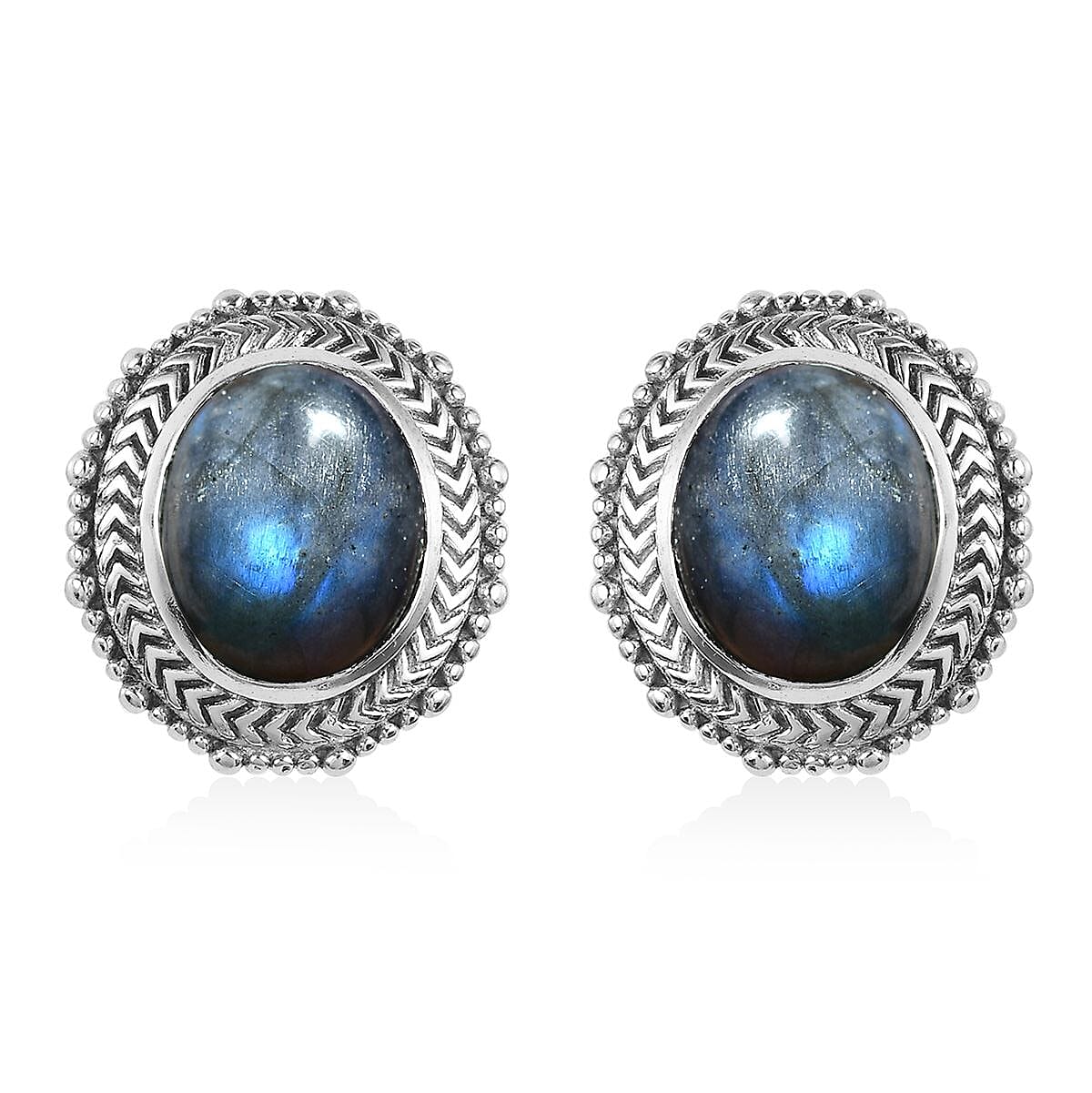 Malagasy Labradorite Solitaire Stud Earrings in ION Plated Copper 7.75 ctw