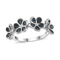 Blue Diamond Floral Ring in Platinum Over Sterling Silver (Size 10.0) 0.25 ctw - Sticky add to cart bar