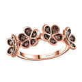 Natural Champagne Diamond Floral Ring in Vermeil Rose Gold Over Sterling Silver (Size 10.0) 0.25 ctw - Sticky add to cart bar