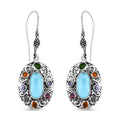 TLV Bali Legacy Larimar, Multi Gemstone Earrings in Sterling Silver 10.10 ctw - Sticky add to cart bar