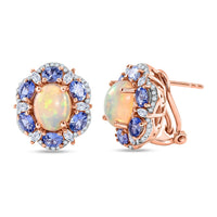 Premium Ethiopian Welo Opal and Multi Gemstone 5.60 ctw Earrings in 18K Vermeil Rose Gold Over Sterling Silver