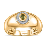 Premium Sava Sphene, Diamond Men's Ring in Vermeil YG Over Sterling Silver (Size 10.0) 0.30 ctw