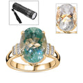 Luxoro 10K Yellow Gold Premium Mexican Hyalite Opal and G-H I2 Diamond Ring (Size 10.0) with Free UV Flash Light 4.50 ctw - Sticky add to cart bar