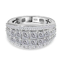 Moissanite 2.34 ctw Cluster Ring in Platinum Over Sterling Silver (Size 6.5) (5.82 g)