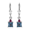 London Blue Topaz and Orissa Rhodolite Garnet Lever Back Earrings in Platinum Over Sterling Silver 1.85 ctw - Sticky add to cart bar