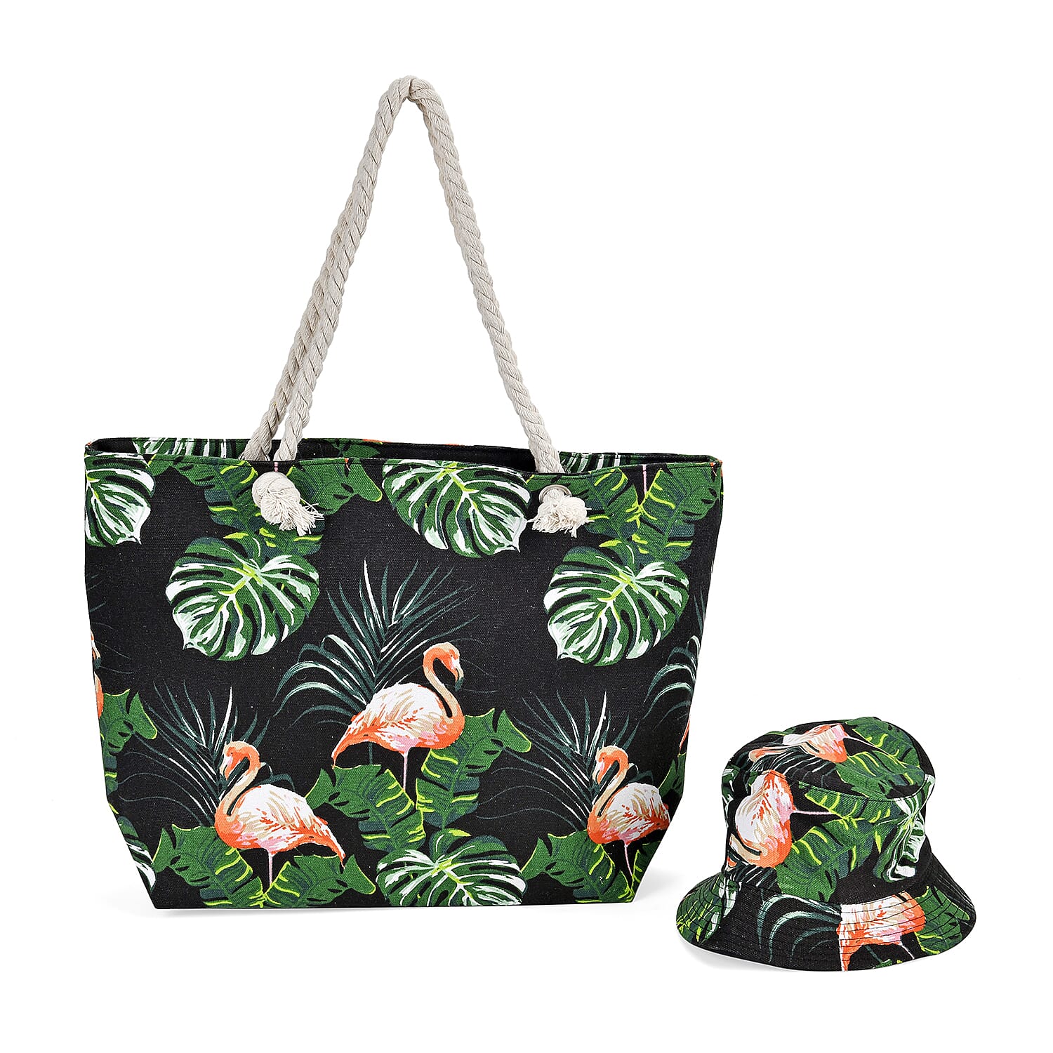 Seashell Pattern Beach Tote Bag and Hat Set (19.7"x91.4"x5.5")