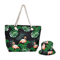 Seashell Pattern Beach Tote Bag and Hat Set (19.7"x91.4"x5.5")