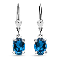 London Blue Topaz Lever Back Earrings in Platinum Over Sterling Silver 1.90 ctw