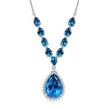 London Blue Topaz and White Zircon Drop Necklace 18-20 Inches in Platinum Over Sterling Silver 22.70 ctw - Sticky add to cart bar