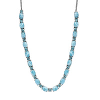 Larimar and Betroka Blue Apatite 34.65 ctw Necklace 18 Inches in Platinum Over Sterling Silver