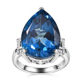 London Blue Topaz, Blue and White Diamond Ring in Platinum Over Sterling Silver (Size 6.0) 15.30 ctw - Sticky add to cart bar