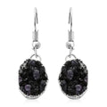 Druzy Geode Amethyst Earrings in Silvertone 10.00 ctw - Sticky add to cart bar