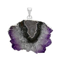 Druzy Geode Amethyst Pendant in Silvertone 52.50 ctw - Sticky add to cart bar