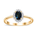 AAA Monte Belo Indicolite and Diamond Ring in Vermeil Yellow Gold Over Sterling Silver (Size 10.0) 0.60 ctw - Sticky add to cart bar