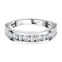 Moissanite 0.94 ctw Band Ring in Platinum Over Sterling Silver (Size 9)