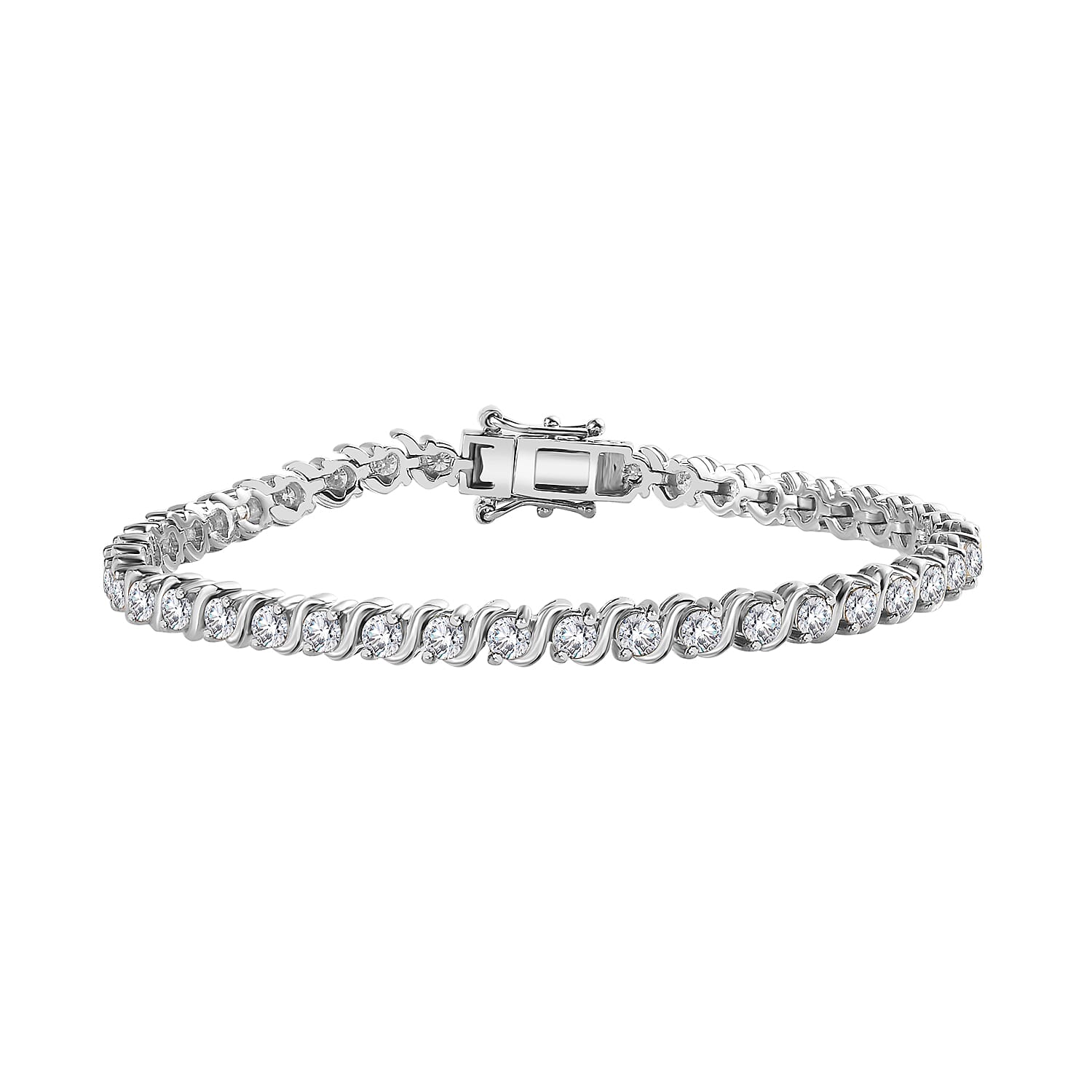 Moissanite Bracelet in Platinum Over Sterling Silver (7.25 In) 4.10 ctw