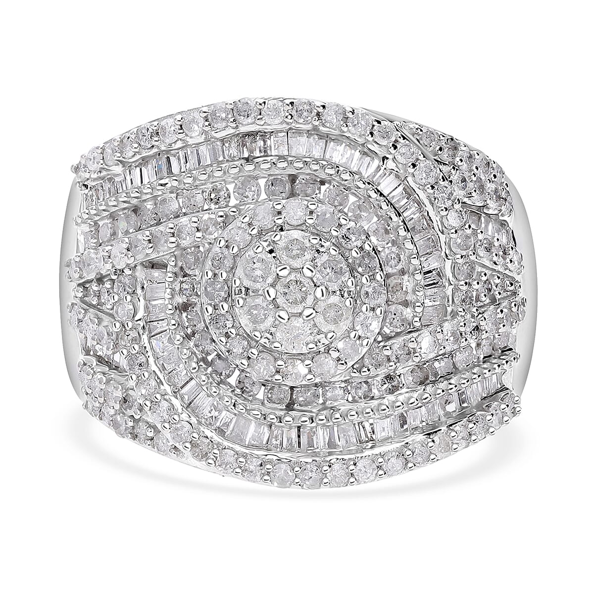 Diamond Ring in Platinum Over Sterling Silver (Size 10.0) 1.50 ctw