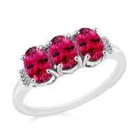 Luxoro Premium Ouro Fino Rubellite and G-H I2 Diamond 2.62 ctw Ring in 14K White Gold (Size  10) 2