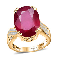 TLV Niassa Ruby (FF), Diamond Ring in Vermeil YG Over Sterling Silver (Size 7.0) 14.40 ctw