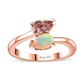 Blush Tourmaline, Ethiopian Welo Opal Ring in Vermeil RG Over Sterling Silver (Size 7.0) 0.65 ctw - Sticky add to cart bar