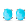 Luxoro 14K White Gold Premium Sleeping Beauty Turquoise Solitaire Stud Earrings 2.70 ctw - Sticky add to cart bar