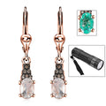 Mexican Hyalite Opal and Natural Champagne Diamond Lever Back Earrings in Vermeil Rose Gold Over Sterling Silver with Free UV Flash Light 0.70 ctw - Sticky add to cart bar