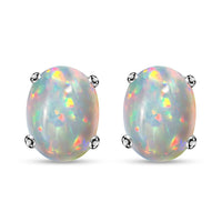 Luxoro 14K White Gold Premium Sleeping Beauty Turquoise Solitaire Stud Earrings 2.70 ctw