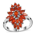 Crimson Fire Opal Elongated Ring in Platinum Over Sterling Silver (Size 10.0) 1.40 ctw - Sticky add to cart bar
