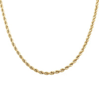 Italian 14K Yellow Gold Over Sterling Silver Rope Chain Necklace 22 Inches 7.5 Grams