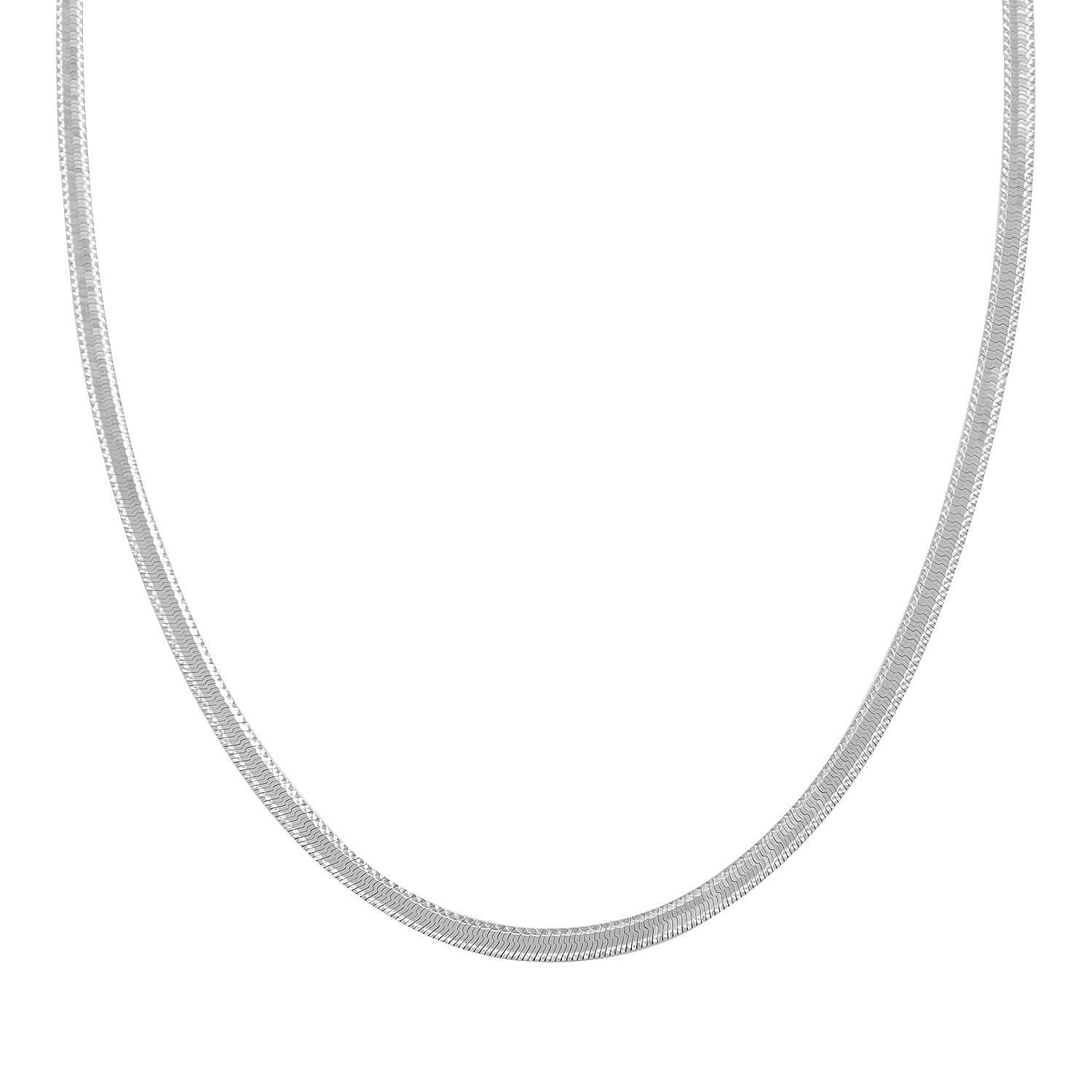Italian Sterling Silver Herringbone Chain Necklace 20 Inches 6.50 Grams