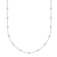Italian Sterling Silver 3mm Station Oval Moon Chain Necklace 24 Inches 5.40 Grams