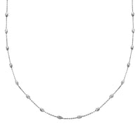 Italian Rhodium Over Sterling Silver 3mm Station Oval Moon Chain Necklace 24 Inches 5.40 Grams