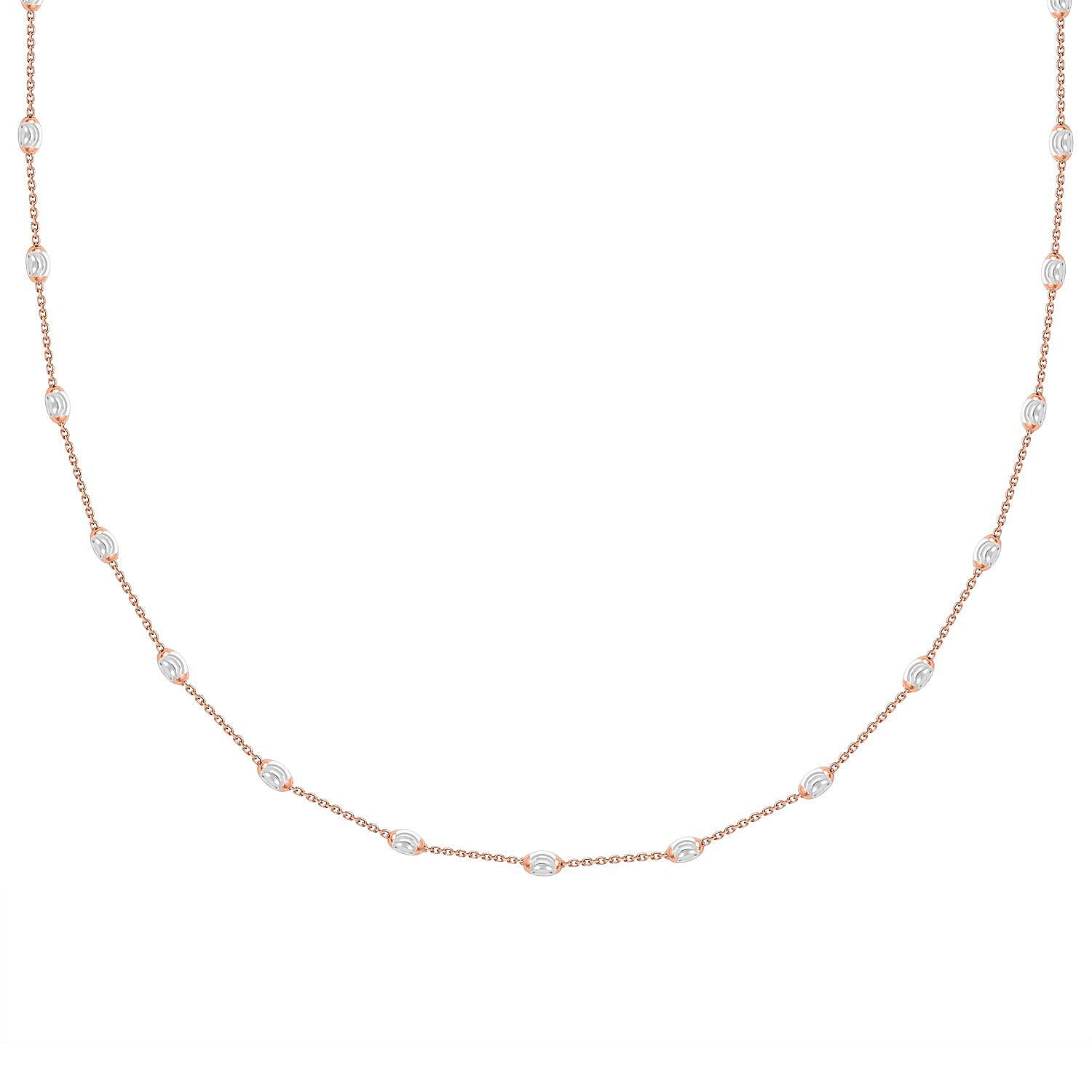 Italian 14K RG Over and Sterling Silver 3mm Station Oval Moon Chain Necklace 24 Inches 5.40 Grams