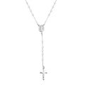 Italian Sterling Silver 3mm Rosary Necklace 24 Inches 8.10 Grams - Sticky add to cart bar