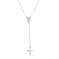 Italian Sterling Silver 3mm Rosary Necklace 24 Inches 8.10 Grams