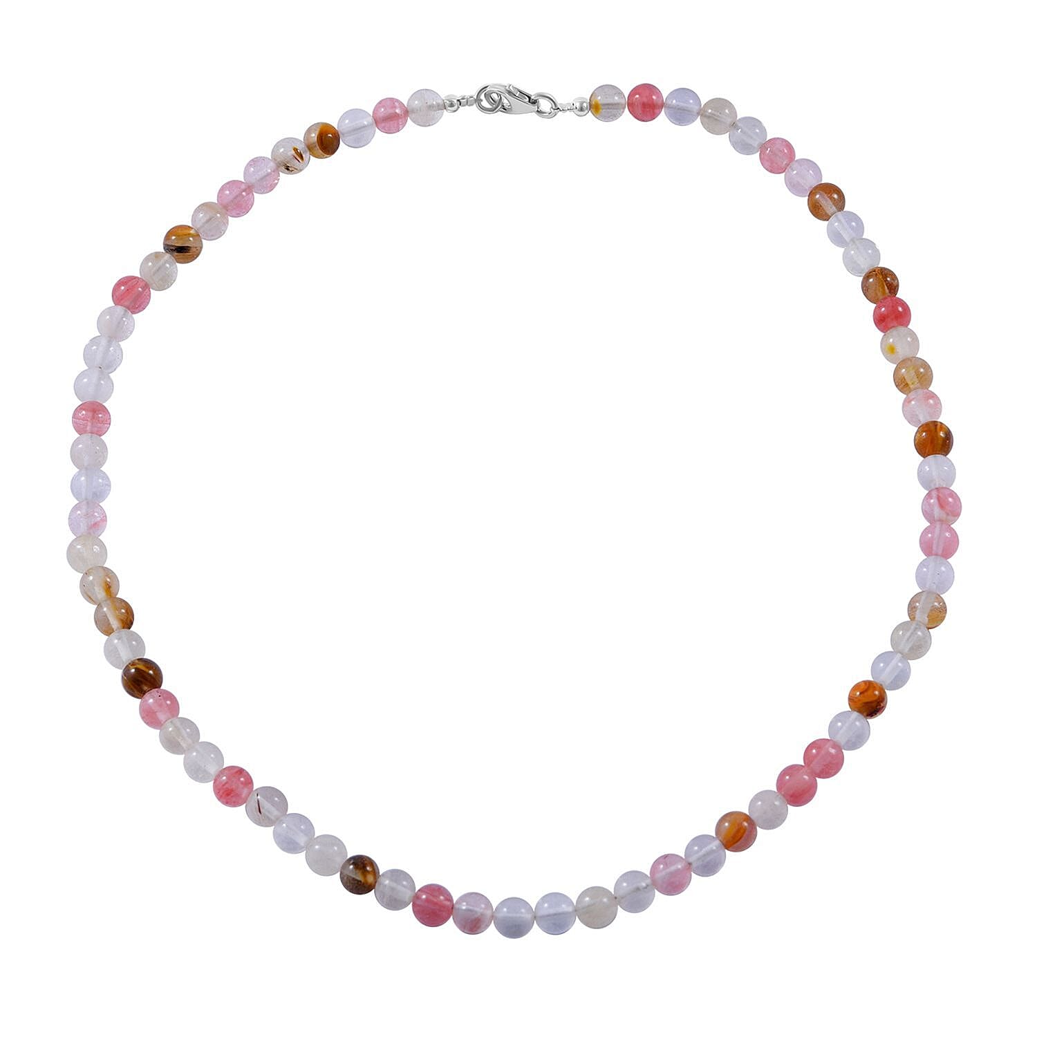 Multi Color Quartz 108.00 ctw Necklace in Sterling Silver 18 Inches