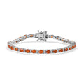 Crimson Fire Opal and White Zircon Tennis Bracelet in Platinum Over Sterling Silver (6.50 In) 4.10 ctw - Sticky add to cart bar