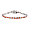 Crimson Fire Opal and White Zircon Tennis Bracelet in Platinum Over Sterling Silver (7.25 In) 4.65 ctw - Sticky add to cart bar