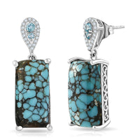 Premium Blue Moon Turquoise and Multi Gemstone 16.40 ctw Earrings in Rhodium Over Sterling Silver