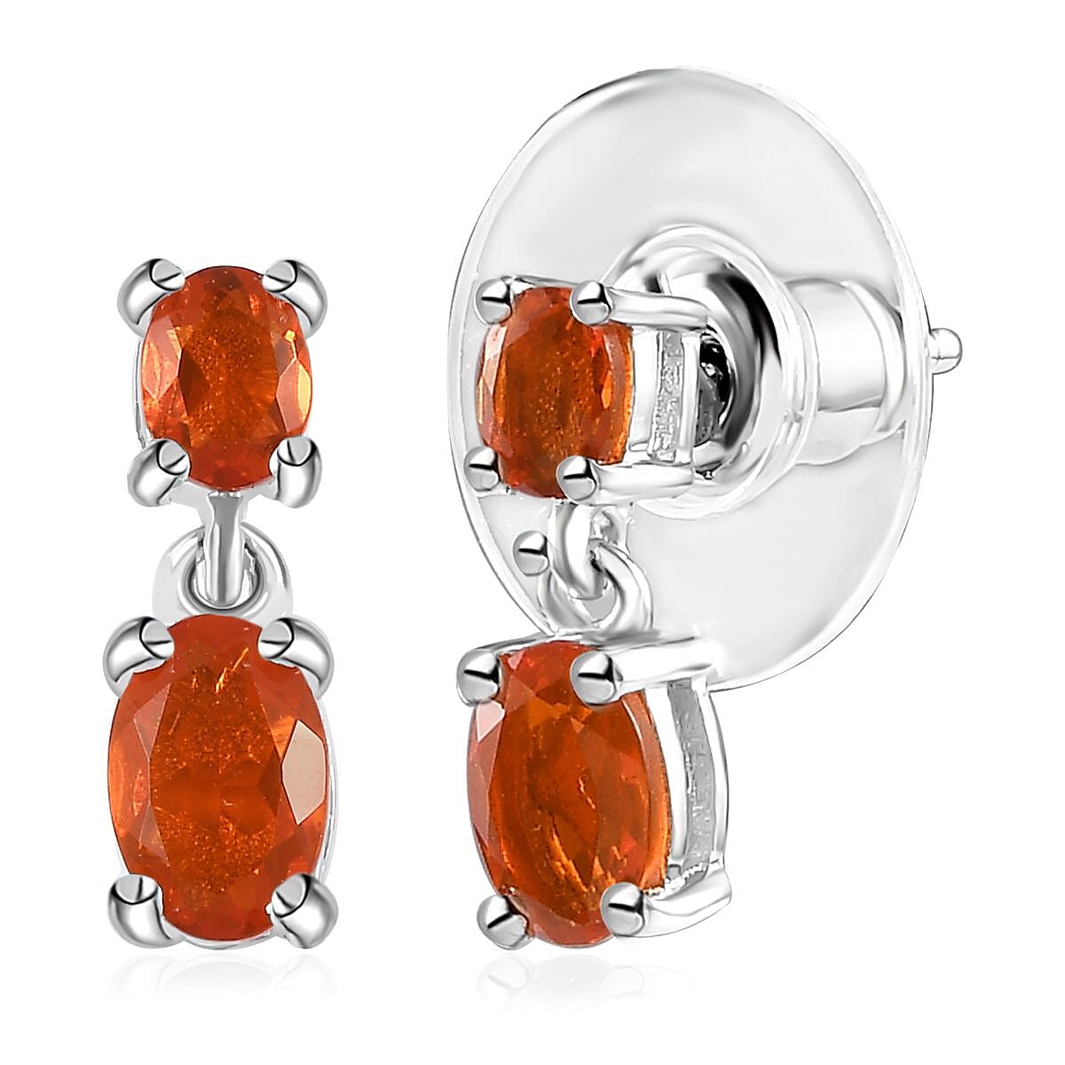 Crimson Fire Opal Dangle Earrings in Platinum Over Sterling Silver 0.85 ctw