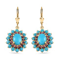Sleeping Beauty Turquoise, Arizona Anthill Garnet Lever Back Earrings in Vermeil YG Over Sterling Silver 5.00 ctw - Sticky add to cart bar