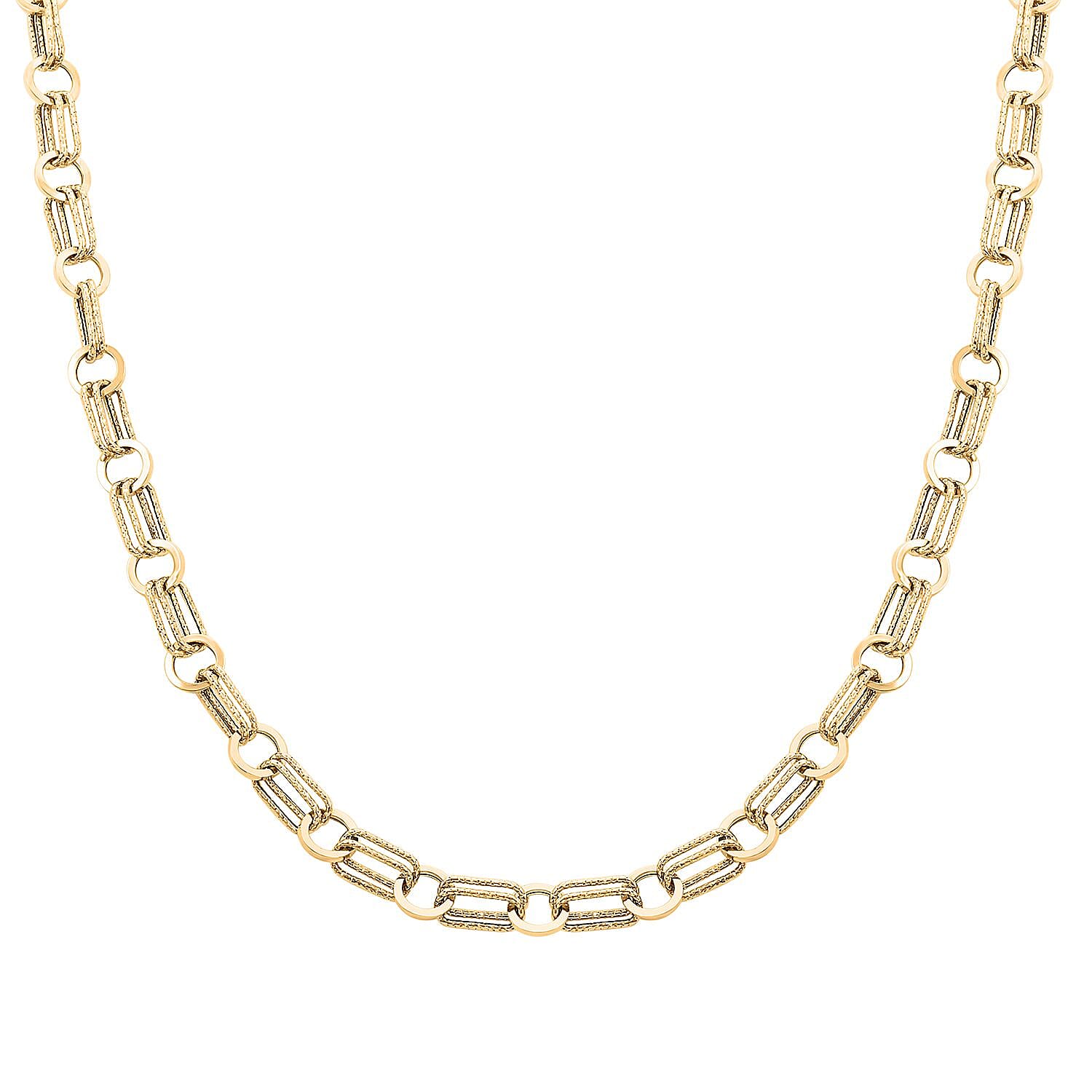 Italian 14K Yellow Gold 7.5mm Double Finish Twin Rolo Necklace 18 Inches 5.3 Grams