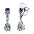 Premium Mangoro Aquamarine and Multi Gemstone Drop Earrings in Platinum Over Sterling Silver 2.35 ctw - Sticky add to cart bar