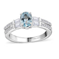 Premium Mangoro Aquamarine and White Zircon Ring in Platinum Over Sterling Silver (Size 10.0) 1.15 ctw - Sticky add to cart bar